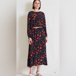 Apiece Apart SET Vibrant Floral Villa Top and Valley Drape Skirt NWT Medium